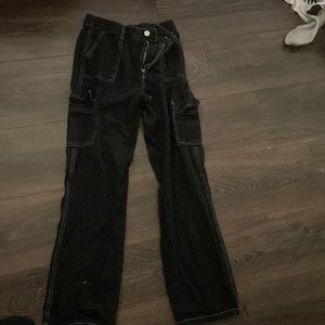 black with white stripes cargos